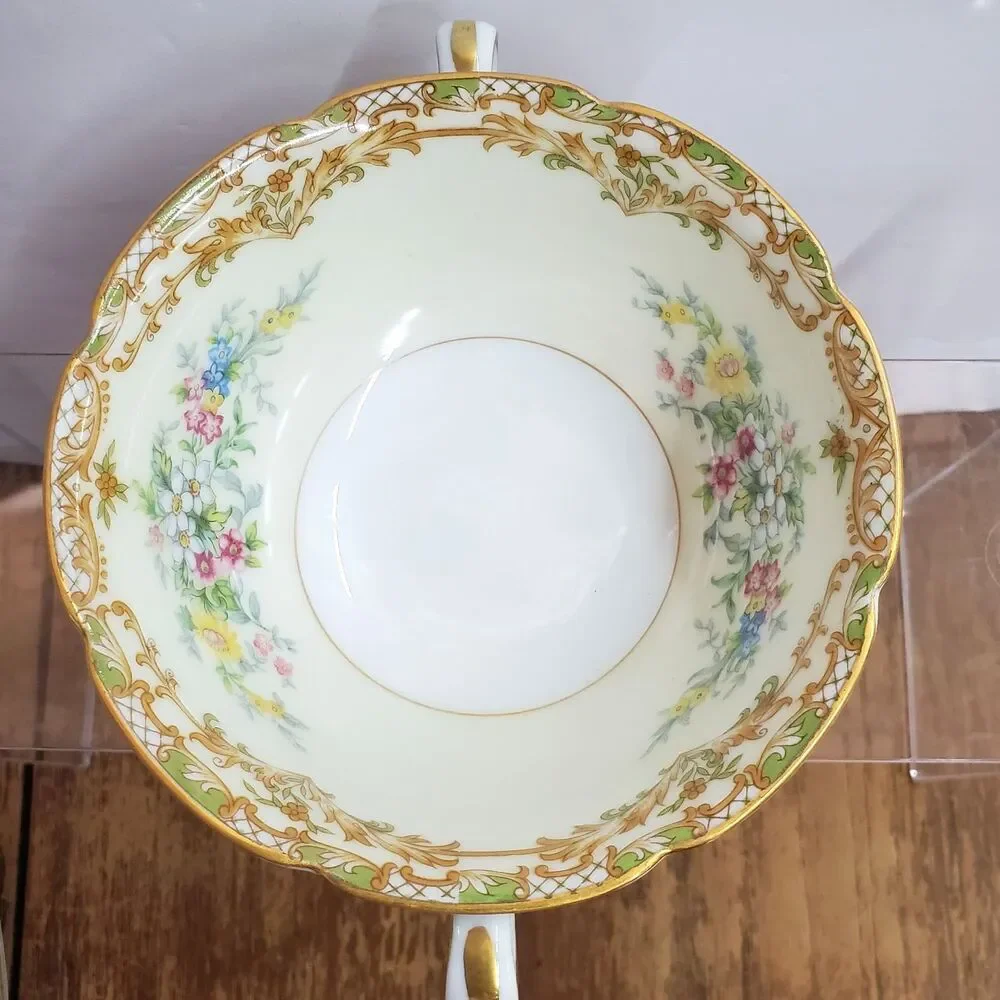Vintage Noritake Veona Cream Soup Bowls Set of 3 Double Handle Porcelain Japan